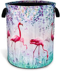 Flamingo Flowers Laundry Basket Foldable Waterproof Hamper 18.9 x 16.5 Inch by NUTAINLA
