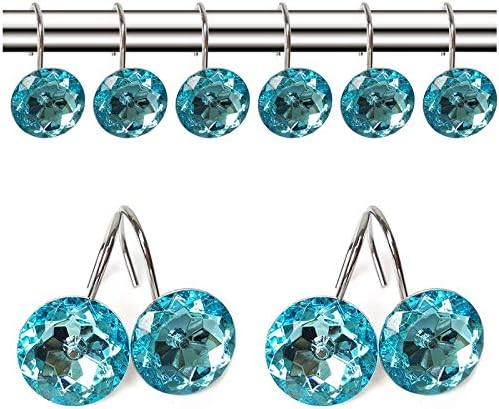 12 Pcs Bling Rhinestones Shower Curtain Hooks Bathroom Rolling Hooks - Image 3
