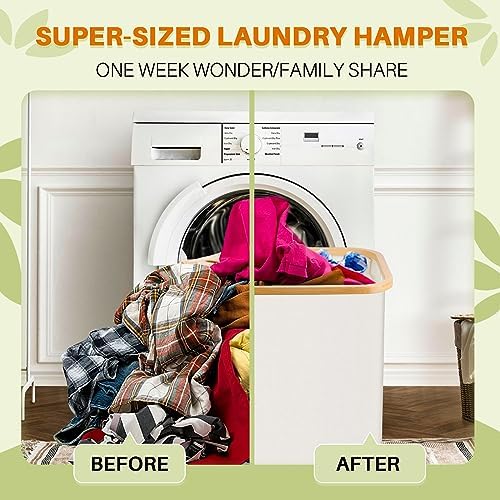 160L Laundry Hamper with Lid, 3 Section Laundry Basket with 3 Removable Bag - Image 2