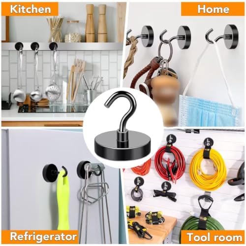 MIKEDE Magnetic Hooks Heavy Duty 150LB+ Strong Black Magnets Hook - Image 5