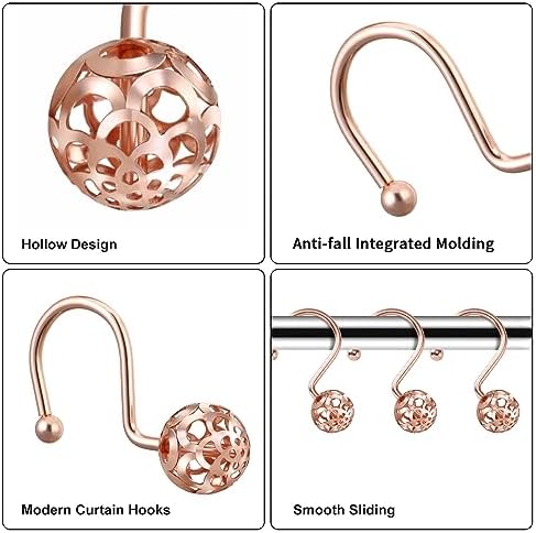 Gracelife 12Pcs Hollow Ball Shower Curtain Hooks Luxury Quality Rustproof - Image 2