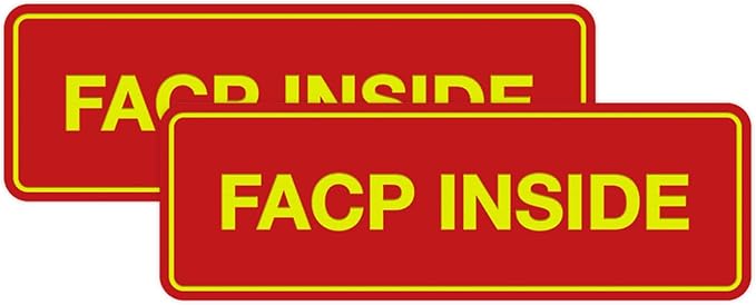 Signs ByLITA Standard FACP Inside Sign | Fire Safety Signage (Red/Yellow) - Large 2 Pack