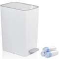 Small Bathroom Trash Can with Lid, 3.2 Gallon Slim Step Trash Can, Narrow by rejomiik
