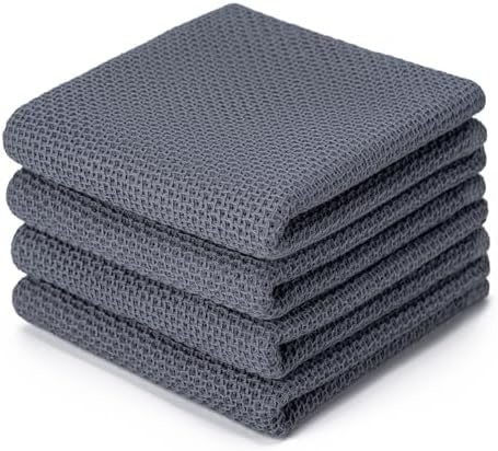 BOOMIBOO 4-Pack Dish Towels, 100% Cotton Waffle Weave, 13x28 in by BOOMIBOO
