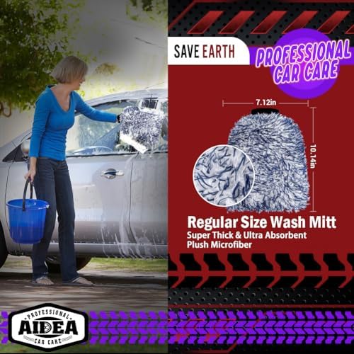 AIDEA Car Wash Mitt Microfiber, 1PK Wheel Cleaner Mitts, 7.12''X10.14'' - Image 2