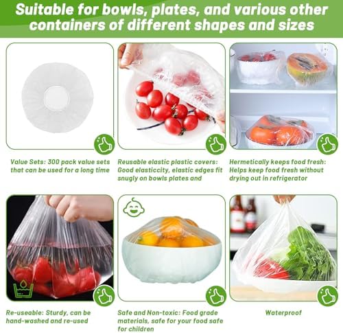 300Pcs Reusable Elastic Food Bowl Storage Covers, Sublaga Bowl Covers, Dish - Image 3