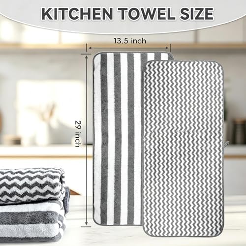 Microfiber Cleaning Cloths, 6 Pack Gray Kitchen Towels - Image 3