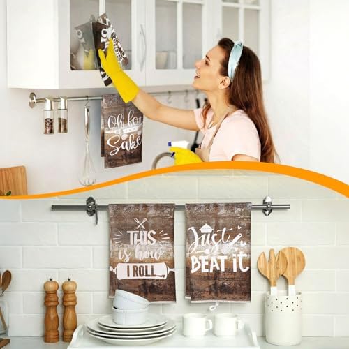 Bencailor 6 Pcs Farmhouse Kitchen Towels Brown Kitchen Decor and Accessories - Image 3