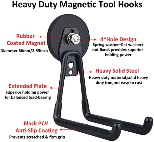 ULIBERMAGNET Magnetic Hooks, Heavy Duty Extra Large Hooks, Power Tool Organizer - Image 3