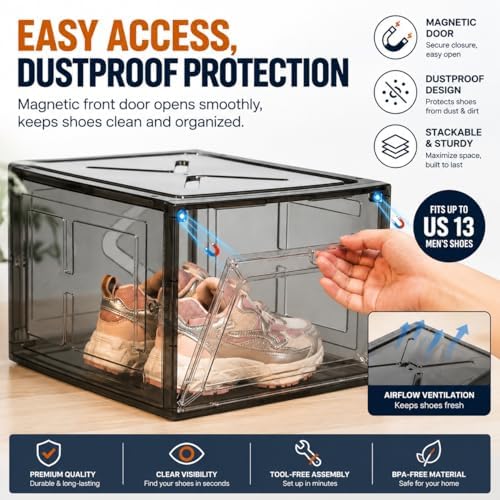 Translucent Black Shoe Storage Box, 2026 2nd Gen Thickened Hard Plastic - Image 3