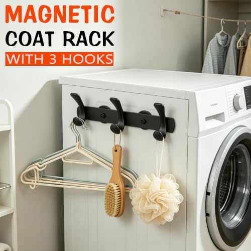 ULIBERMAGNET Strong Magnetic Double Hooks Rack, Heavy Duty Coat Magnetic Rack - Image 3
