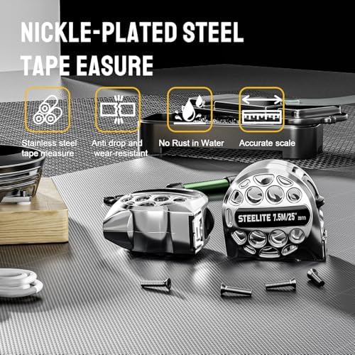 STEELITE Tape Measure 25'FT Stainless Steel Waterproof & Rustproof Retractable - Image 5
