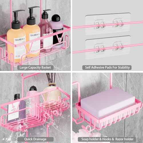 DAOYA Hanging Shower Caddy Over Shower Head, Anti-Swing Shower Organizer - Image 4