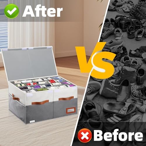 Supowin Large Shoe Organizer for Closet, Foldable Shoe Storage Bin - Image 5