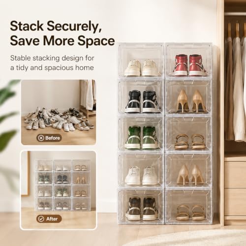 Clear Shoe Storage Boxes, 2026 2nd Gen Thickened Hard Plastic Stackable - Image 4