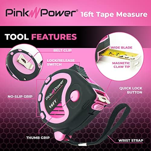 Pink Power 16ft Pink Tape Measure - Image 2