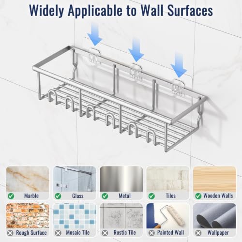 8 Pack Adhesive Large Capacity No-Drilling Shower Caddy - Image 7