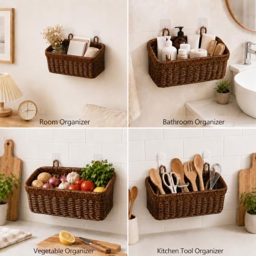 3 Pcs Woven Hanging Wall Baskets - Image 7