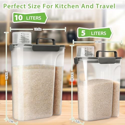 Viretec Rice Storage Container, 15 to 20lb Dry Food Airtight Dispenser - Image 3