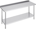 VEVOR 24 x 72 x 36 Inch Stainless Steel Work Table, Commercial Food Prep Worktable Heavy Duty Prep Worktable, Metal Work Table with Adjustable Height for Restaurant, Home and Hotel