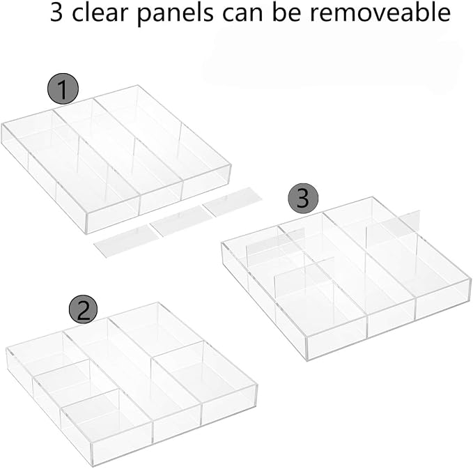HIIMIEI Acrylic Drawer Organizer, 6 Section Clear Makeup Tray Organizer - Image 7