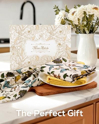 Miss Adola 3pcs 270GSM Cotton Kitchen Towels, Lemon Bird - Image 6