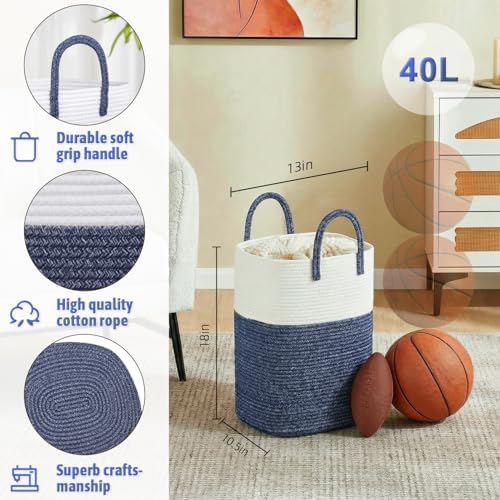 Artfeel Laundry Basket, Woven Cotton Rope Laundry Hamper, 80L Versatile Storage - Image 2