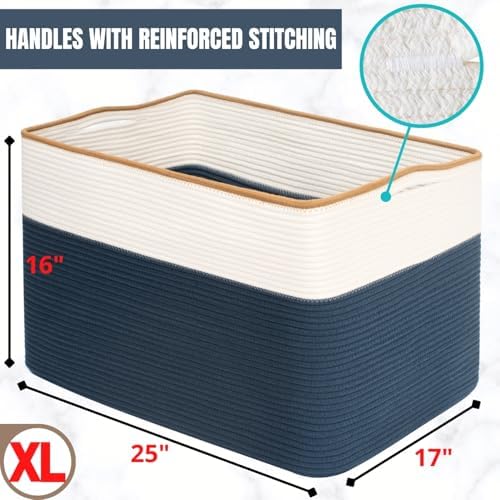 MINTWOOD Design 112L Extra Large Blanket Basket Holder Living Room, Dog Toy - Image 7