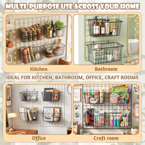 10 PCS Wire Baskets Wall Grid Panel Hanging Wire Basket Hanging Wall Baskets No - Image 5