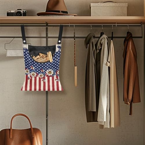 American Flag Clothes Pin Bag Floral Poeny Clothes Pin Hanging Bag Fashion - Image 5