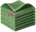 Kitchen Towels 6-Pack Kitchen Dish Cloths, 100% Cotton, 12x12 In, Grass Green by BOOMIBOO