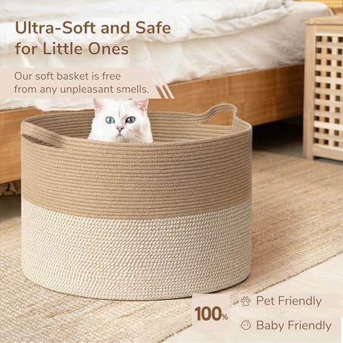 INDRESSME 115L Extra Large Woven Wicker Blanket Basket Living Room - Image 5