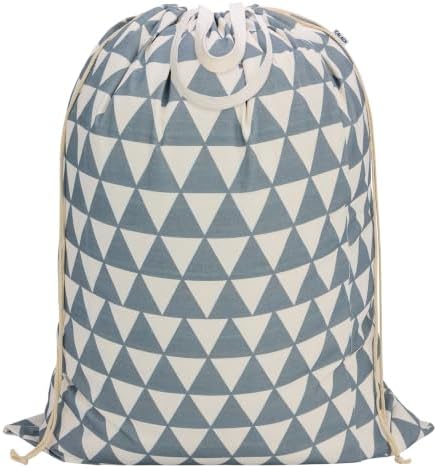 Canvas Laundry Bag with Handles & Drawstring 30"Wx35"H, L+ Gray Triangle by CALACH