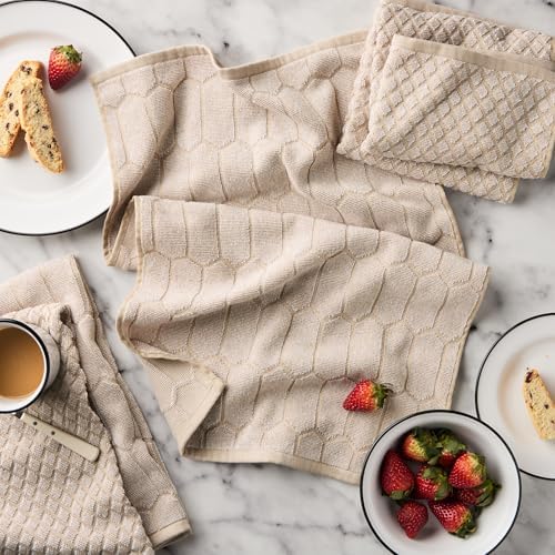 Martha Stewart Honeycomb Chambray Textured Kitchen Towel 4-Pack Set, 100% Cotton - Image 2