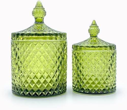 10 oz Olive Green Glass Candy Dish - Image 7