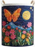Quilted Laundry Basket with Handles, Boho Floral Quilted Storage Hamper by Unknown