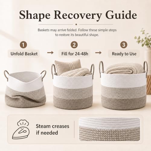 JMvicyroam 115L Extra Large Machine Washable Cotton Rope Blanket Basket - Image 6