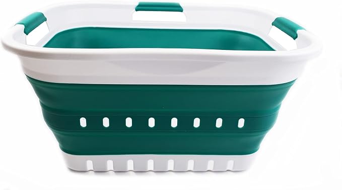 SAMMART 30L Collapsible 3 Handled Plastic Laundry Basket - Image 2