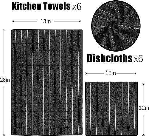 Puomue Microfiber Kitchen Towels and Dishcloths Set, 26 X 18 Inch and 12 X 12 - Image 2