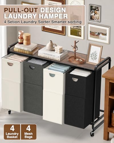 Laundry Sorter 4 Section, Laundry Basket - Image 5