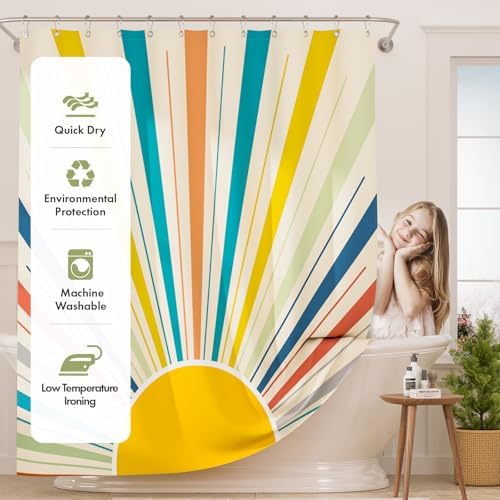 AmazerBath Shower Curtain, Washable Cloth Shower Curtain Sets - Image 3