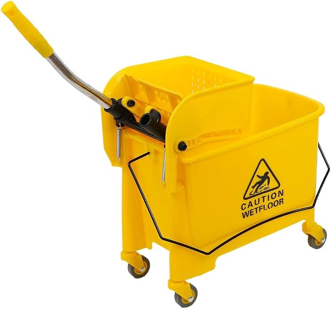 Commercial Mop Bucket with Wheels 20L Gallon, Side Press Wringer Combo Mop by Unknown