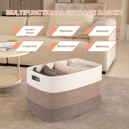OIAHOMY 108L Extra Large Blanket Basket Dog Toy Basket radient Dark Brown - Image 4