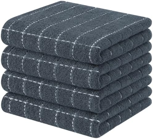 Kitinjoy 100% Cotton Terry Kitchen Towels, 13”x 28”, Dark Grey by Kitinjoy