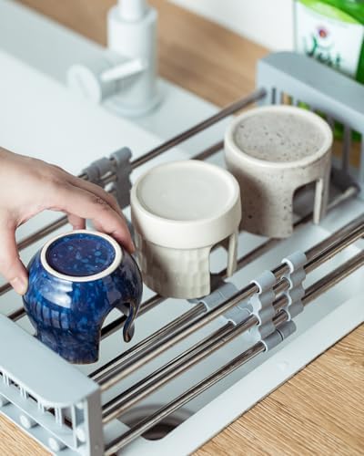 Zoeeker Sponge Holder for Kitchen, Ceramic Sink Caddy Scrub Sponge Rack - Image 7