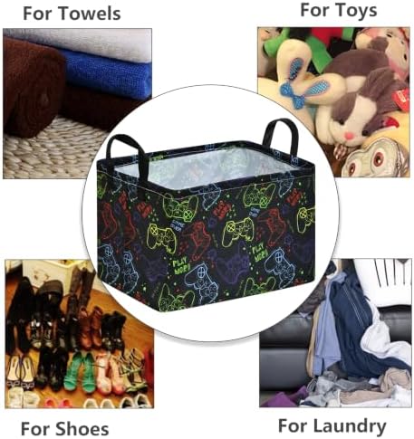 MAIZMZ Game Controller Storage Bin, Waterproof Linen Laundry Basket - Image 5