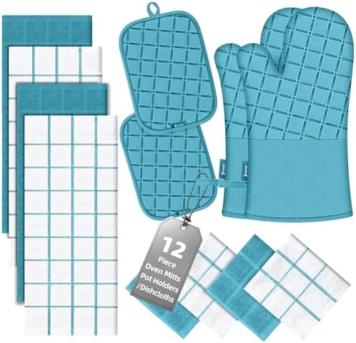 Oven Mitts Kitchen Towels and Dishcloths Pot Holders Sets, Oven Gloves Kitchen by BSKSSK