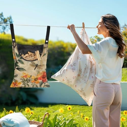 Dragonfly Clothes Pin Bags Flower Clothespin Bag Holder Clothespin Holder 14.5 - Image 2