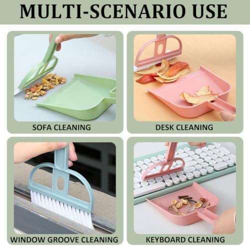 CREATCABIN Small Broom and Dustpan Set Green Mini Dust Pan and Brush - Image 6