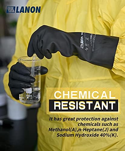 LANON 2 Pair Rubber Chemical Resistant Gloves, Reusable Heavy-duty Safety Work - Image 2